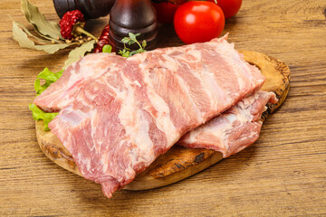 Raw pork ribs for cooking