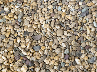brown pebbles stone path floor in garden a nature and abstract background of river pebble surface for outdoor decoration
