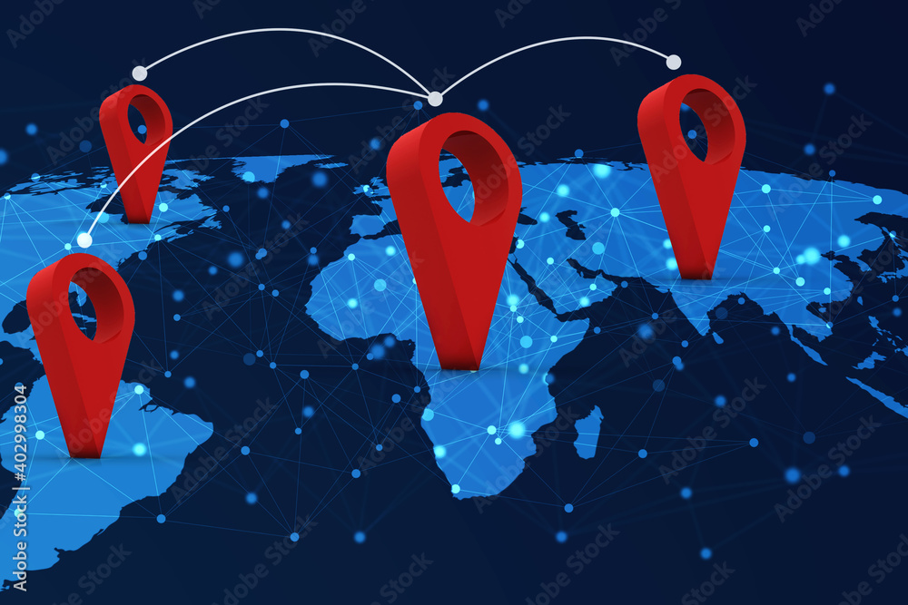  3d rendering red map pointer