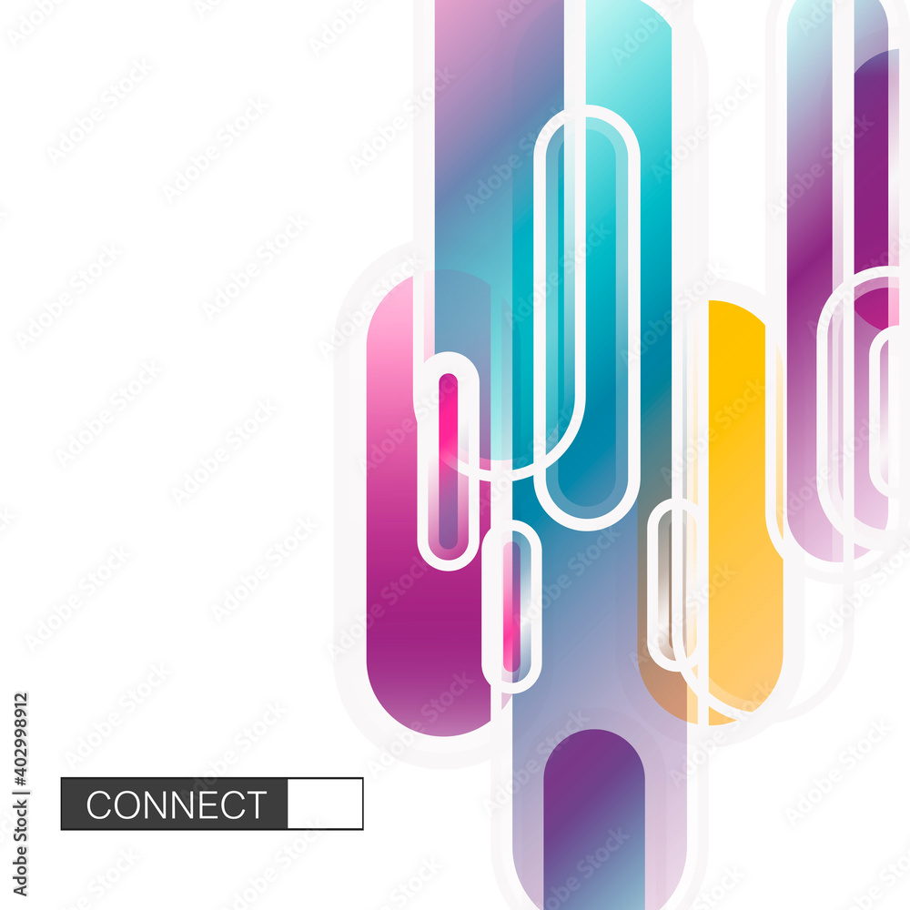 Poster Abstract dynamic geometric background. Flat dynamic shapes connect. Vector illustration