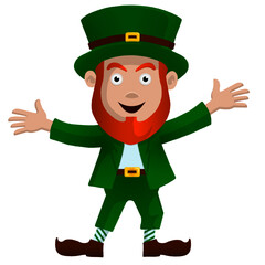 Irish leprekon on isolated background. Saint Patricks Day symbol. Cartoon style illustration. 