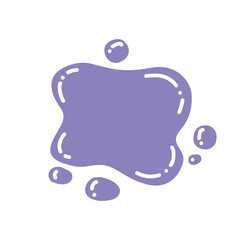 Vector illustration paint, splash ink, stain. Element isolated on white background. Use in children s educational books. Color training. Purple color.