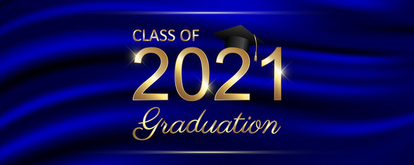 Class of 2021 graduation text design for cards, invitations or banner