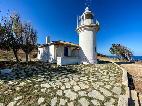 Lighthouse blue sky, blue sea at  Blacksea  coast Igneada Kirklareli Turkey Thrace Europe 
