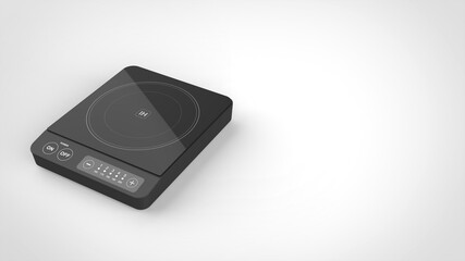 IH cooktop black white background one left angled 3D Render