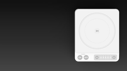 IH cooktop white black background one right front 3D Render