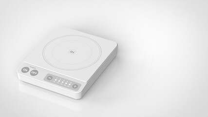 Fototapeta premium IH cooktop white white background one left angled 3D Render