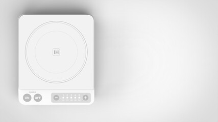 IH cooktop white white background one left front 3D Render