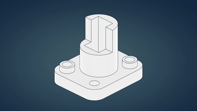 Technical drawing with orthographic views from 3D model with first angle projection method. Learning video and part of a series.