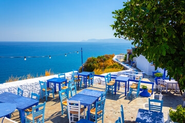 Fototapeta premium View of town and port at the island Skopelos, northern Sporades, Greece