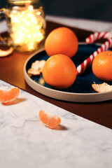 juicy fresh tangerines on a plate