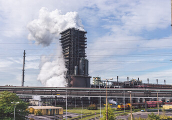 Smoke from the coke oven (HUTA) in the industrial area of Duisburg, Germany