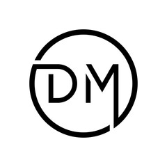 Initial DM Letter Logo Creative Typography Vector Template. Creative Circle Letter DM Logo Design