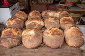 fresh big breads on the table
