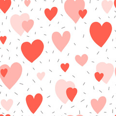 Fototapeta na wymiar Seamless heart pattern. Repetitive hand draw illustration. Great for Valentine's Day postcard, wedding designs.