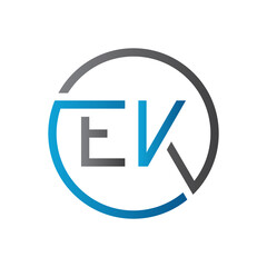 Initial EK Letter Logo Creative Typography Vector Template. Creative Circle Letter EK Logo Design