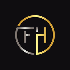 Initial FH Letter Logo Creative Typography Vector Template. Creative Circle Letter FH Logo Vector