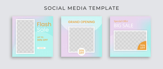 Modern gradient social media post template. Web banner square for ads.