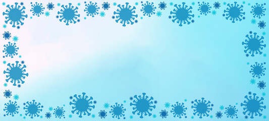 Coronavirus abstract background banner panorama - Frame made of bacteriological microorganism virus...