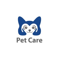 Dog, Cat, Hand, Love pets logo design vector illustration