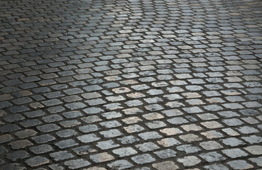 Background of cobblestone pavement