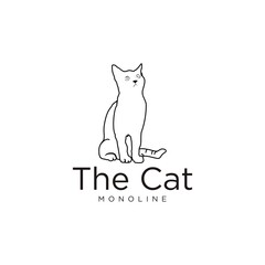 Cat line minimalist logo design vector
