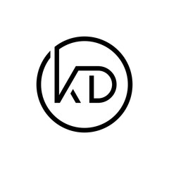 Linked Letter KD Logo Design vector Template. Creative Circle KD Minimal, Flat Logo Design Vector Illustration