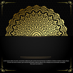 Luxury gold mandala ornate background for wedding invitation, book cover with mandala element style premium vector