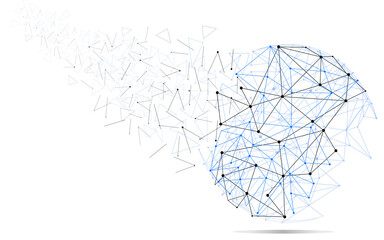 Global network concept. Technology connection background. World globe blockchain technology background connect dots and lines. Abstract concept. Digital network technology, vector background