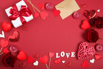 beautiful valentine's day background on colored background with place for text