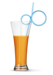 Glass of pumpkin juice isolated on white