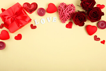 beautiful valentine's day background on colored background with place for text