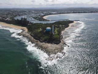 Aerial view of Point Cartwright in Sunshine Coast