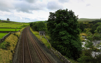 Empty Railway tracks, and English countryside.