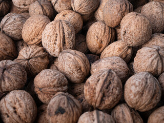 Background with fresh wild walnuts