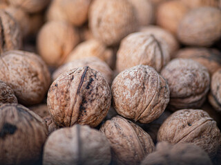 Background with fresh wild walnuts