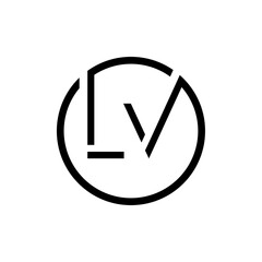 Initial Circle LV letter Logo Design vector Template. Abstract Letter LV logo Design