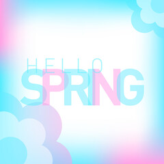 hello spring background with hello spring lettering vector illustration
