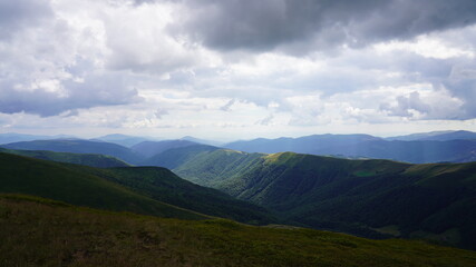 Fototapeta premium landscape with clouds and fog in carpatia