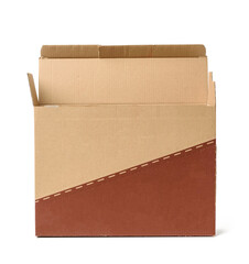 open cardboard rectangular box made of corrugated brown paper