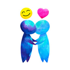 two human compassion empathy love heart understanding abstract art watercolor painting illustration design drawing cartoon symbol positive emotion