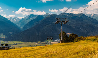 Beautiful alpine summer view at the famous Panoramabahn Kitzbueheler Alpen, Salzburg, Austria