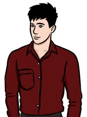 cartoon cute man on white background