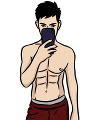 Fototapeta premium cartoon cute man on white background