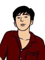 cartoon cute man on white background