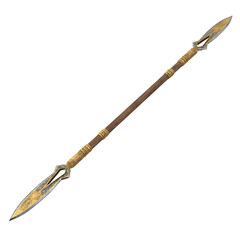 long spear, weapon, on an isolated white background. 3d illustration