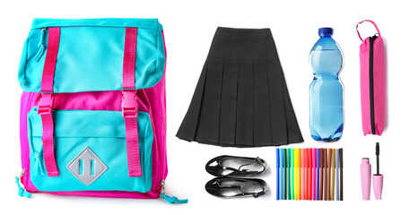 School backpack on white background