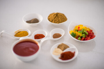 Preparing food in modern white kitchen
