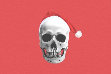 Collage of zombie head with santa claus hat