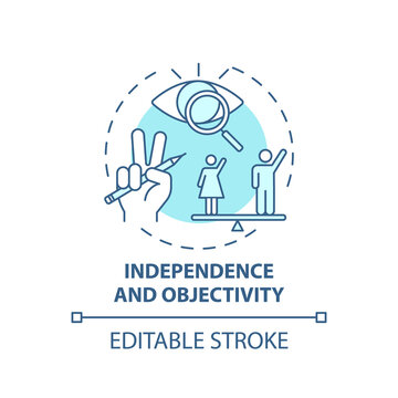 Independence And Objectivity Concept Icon. Journalistic Ethics Standards Idea Thin Line Illustration. Avoiding Topics With Personal Interest. Vector Isolated Outline RGB Color Drawing. Editable Stroke